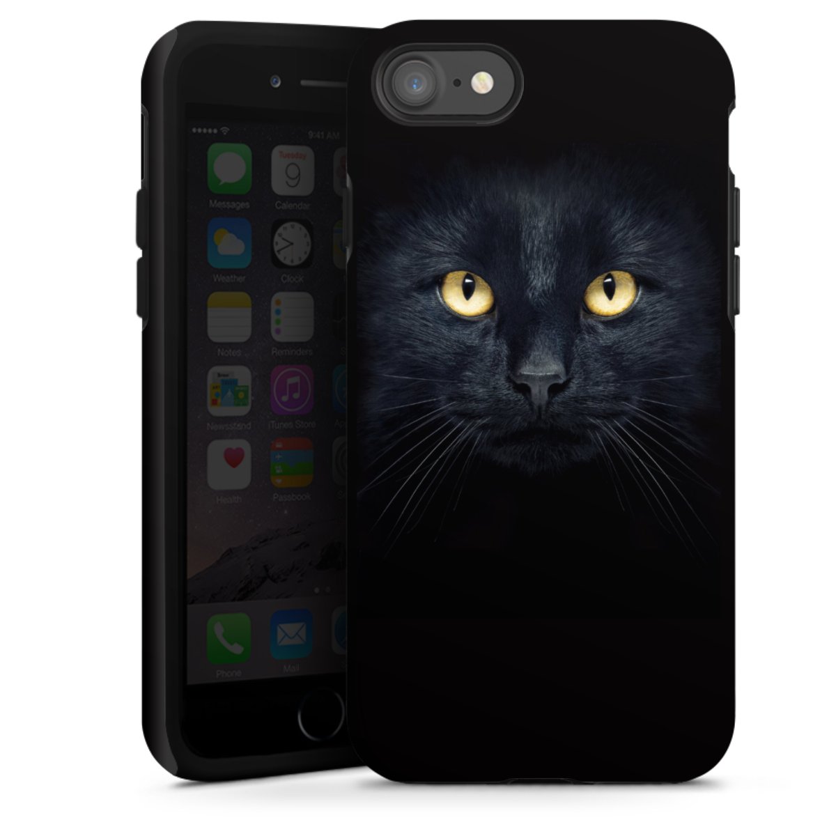 iPhone SE (2020) Handy Panzer Handyhülle robuste Outdoor Hülle Schutzhülle matt Eye Cat Black Tough Case