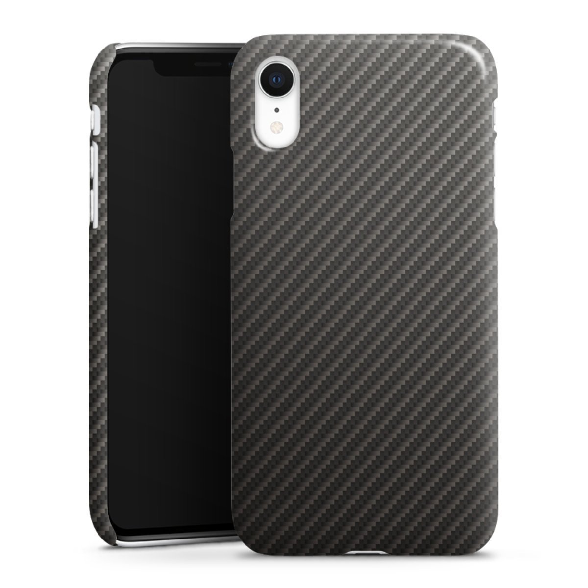 iPhone Xr Handy Premium Case Smartphone Handyhülle Schutzhülle glänzend Metallic Look Carbon Muster Premium Case