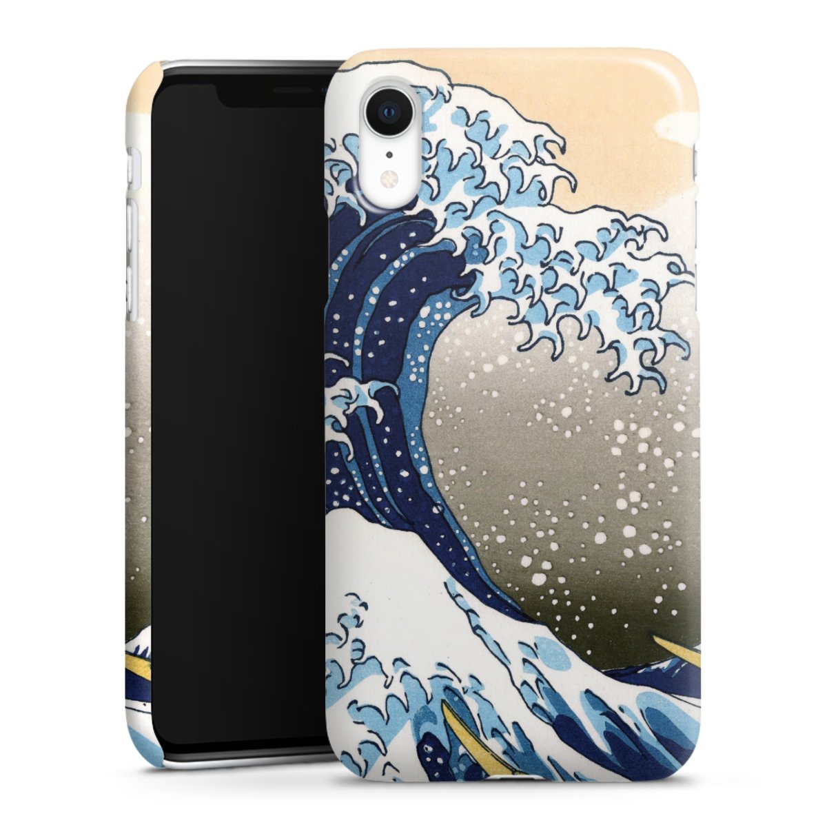 iPhone Xr Handy Premium Case Smartphone Handyhülle Schutzhülle glänzend Kunst Katsushika Hokusai Die Große Welle Vor Kanagawa Premium Case