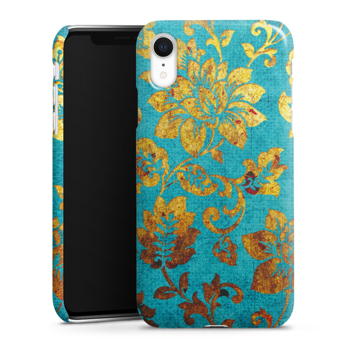 iPhone Xr Handy Premium Case Smartphone Handyhülle Schutzhülle glänzend Ornament Vintage Flowers Premium Case