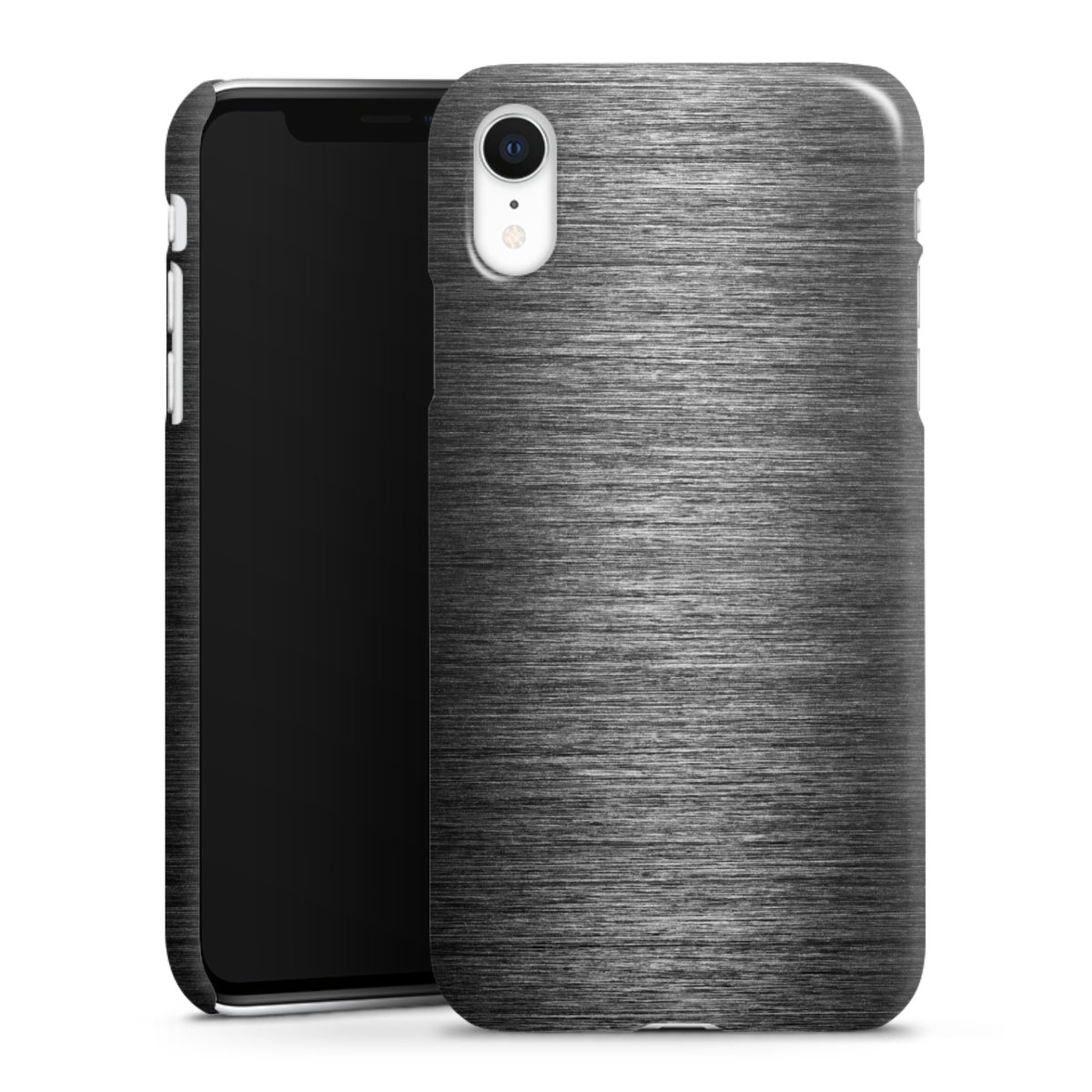 iPhone Xr Handy Premium Case Smartphone Handyhülle Schutzhülle glänzend Metallic Look Anthracite Metal Premium Case