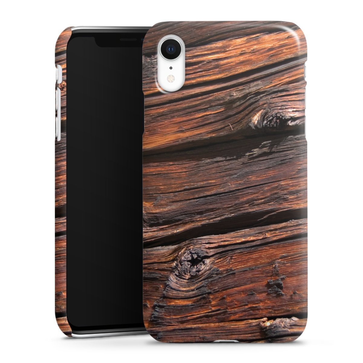 iPhone Xr Handy Premium Case Smartphone Handyhülle Schutzhülle glänzend Beams Wooden Look Wood Premium Case