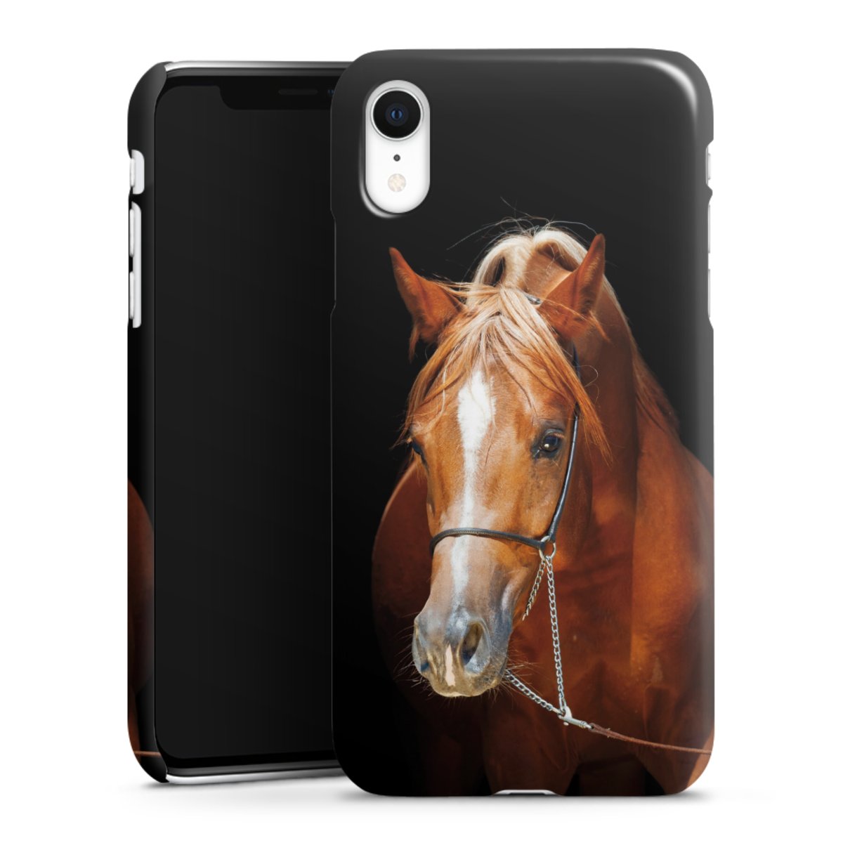 iPhone Xr Handy Premium Case Smartphone Handyhülle Schutzhülle glänzend Mare Horse Hobby Premium Case