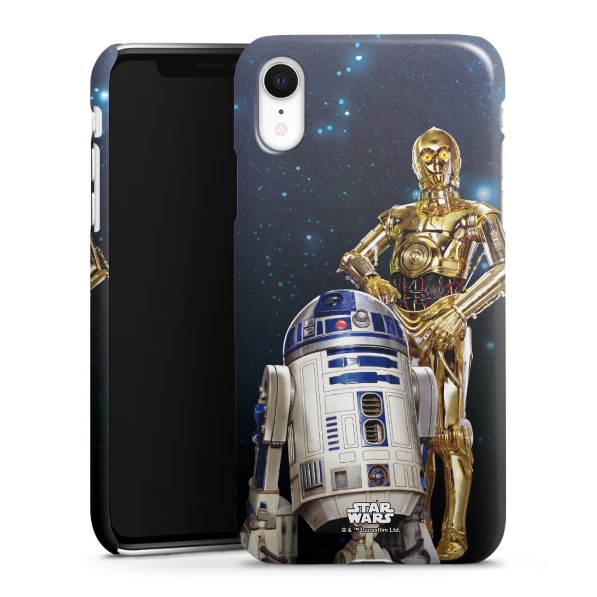 iPhone Xr Handy Premium Case Smartphone Handyhülle Schutzhülle glänzend Weltall Star Wars R2d2 Premium Case