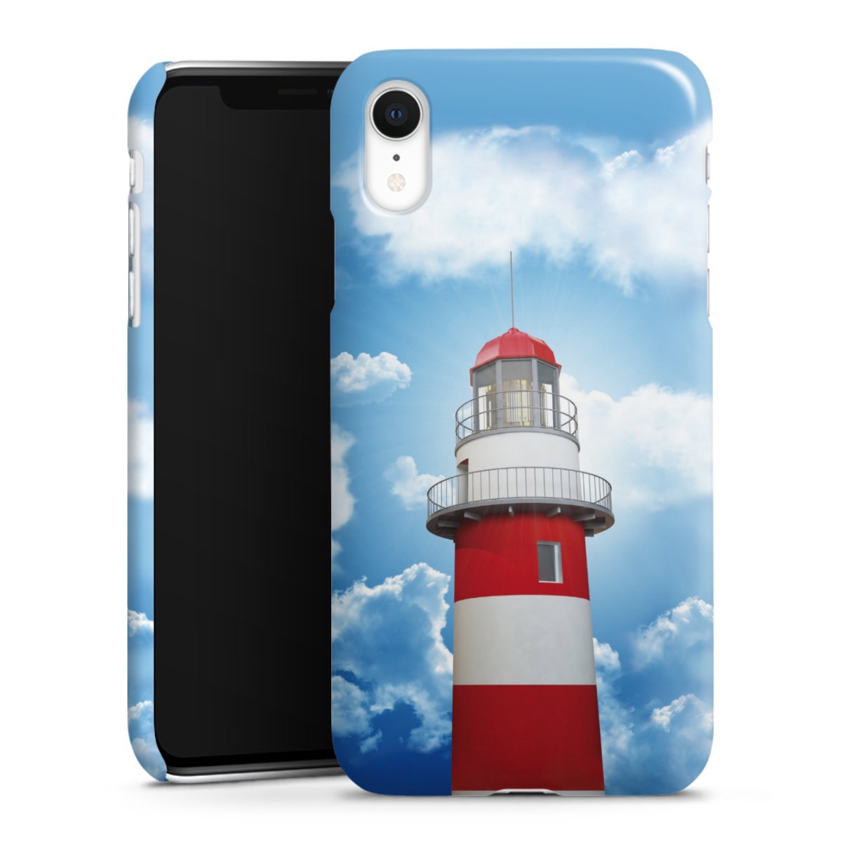 iPhone Xr Handy Premium Case Smartphone Handyhülle Schutzhülle glänzend Lighthouse Sky Cloud Premium Case