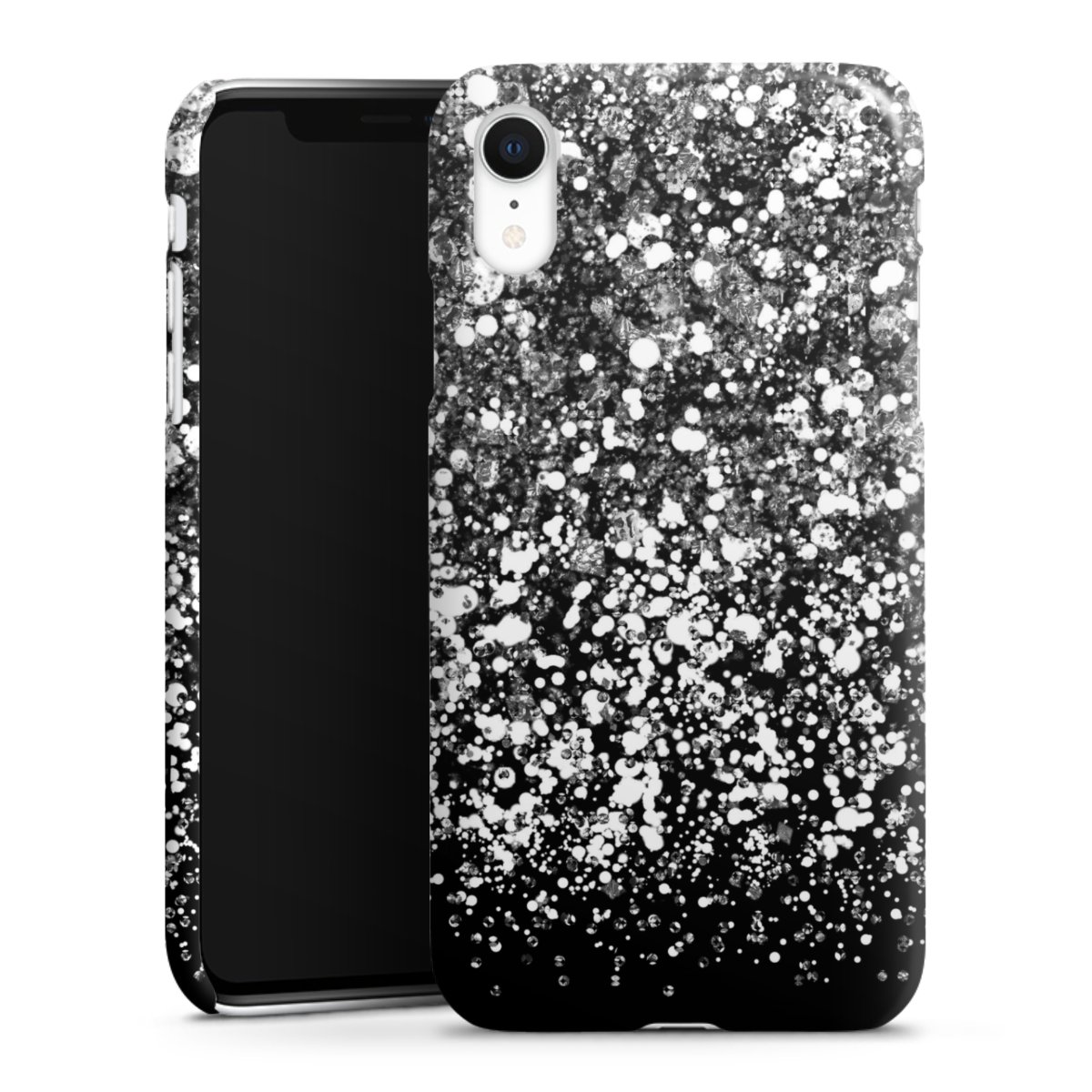 iPhone Xr Handy Premium Case Smartphone Handyhülle Schutzhülle glänzend Glitzer Snowflake Muster Premium Case