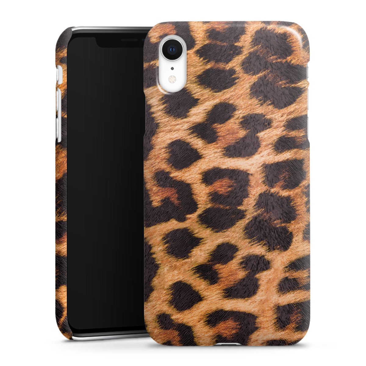 iPhone Xr Handy Premium Case Smartphone Handyhülle Schutzhülle glänzend Animal Print Leopard Fur Premium Case