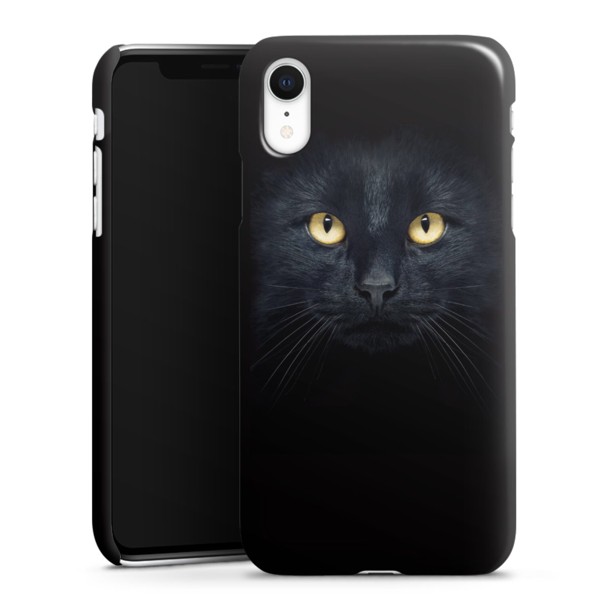 iPhone Xr Handy Premium Case Smartphone Handyhülle Schutzhülle glänzend Eye Cat Black Premium Case