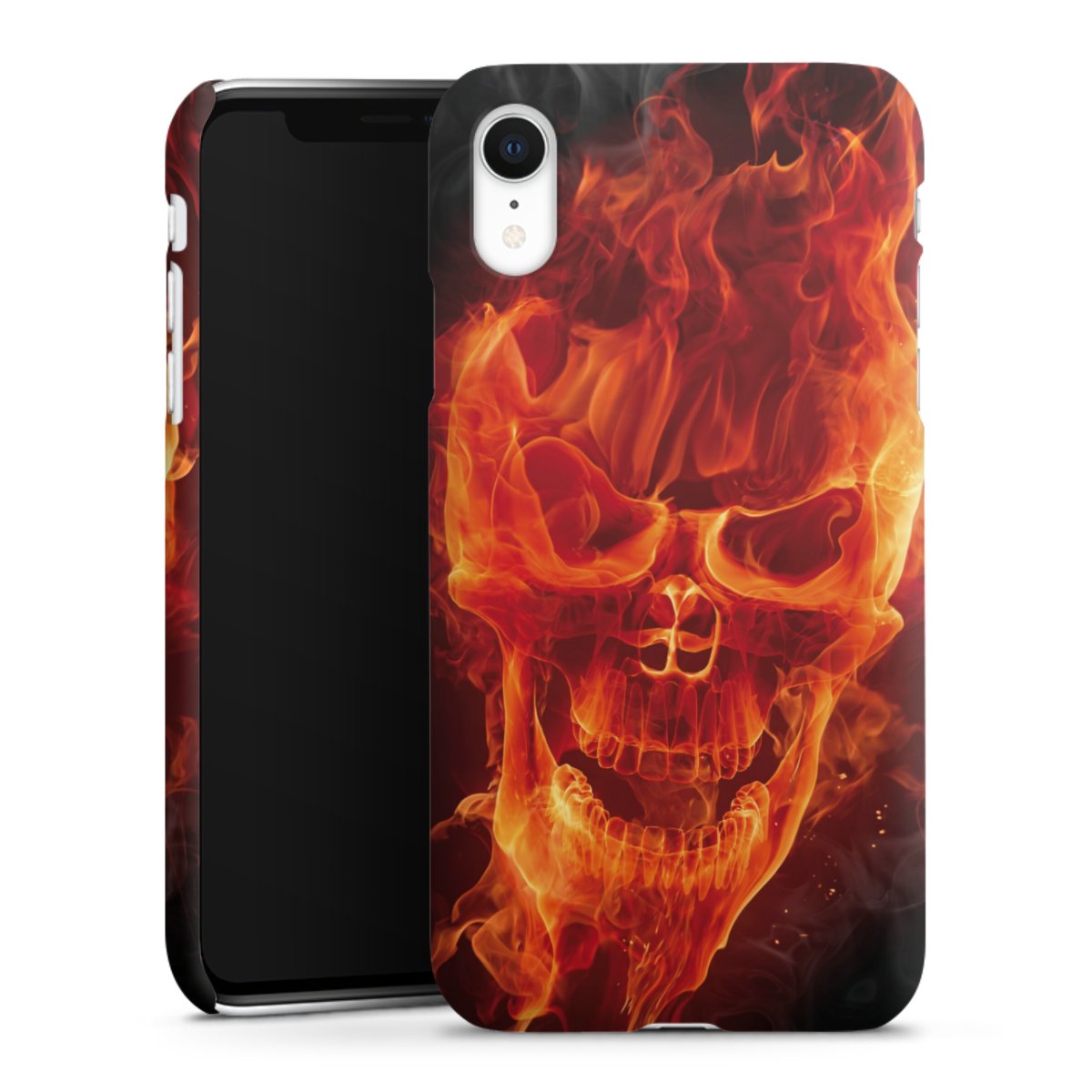 iPhone Xr Handy Premium Case Smartphone Handyhülle Schutzhülle matt Totenkopf Skull Fire Premium Case