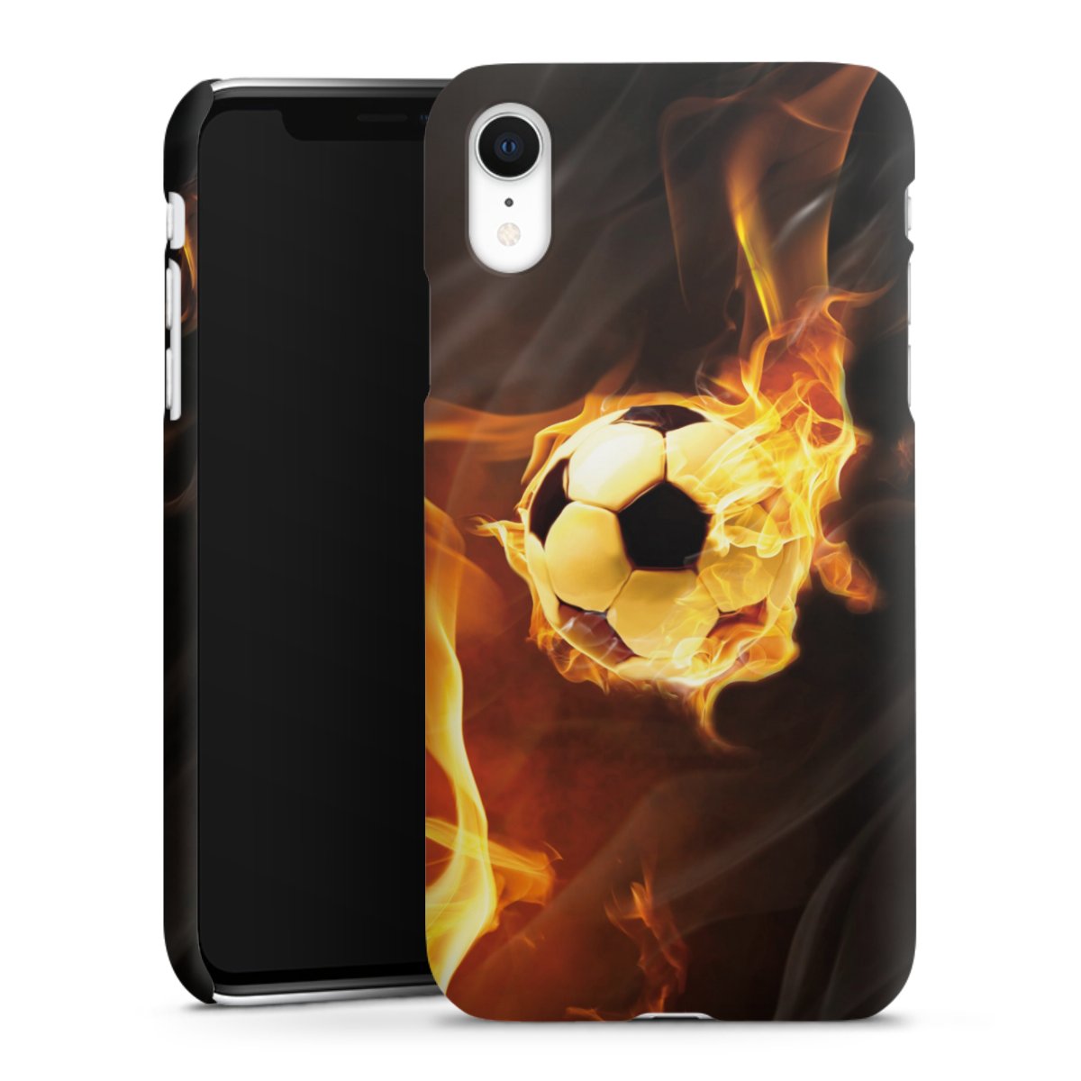 iPhone Xr Handy Premium Case Smartphone Handyhülle Schutzhülle matt Ball Fire Soccer Premium Case