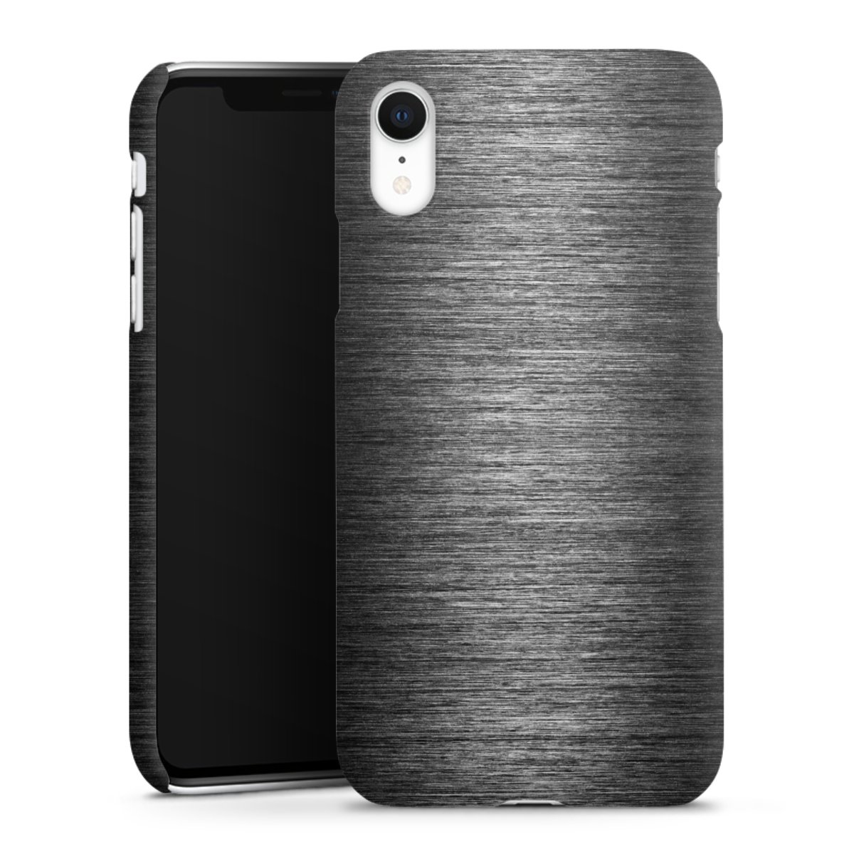 iPhone Xr Handy Premium Case Smartphone Handyhülle Schutzhülle matt Metallic Look Anthracite Metal Premium Case