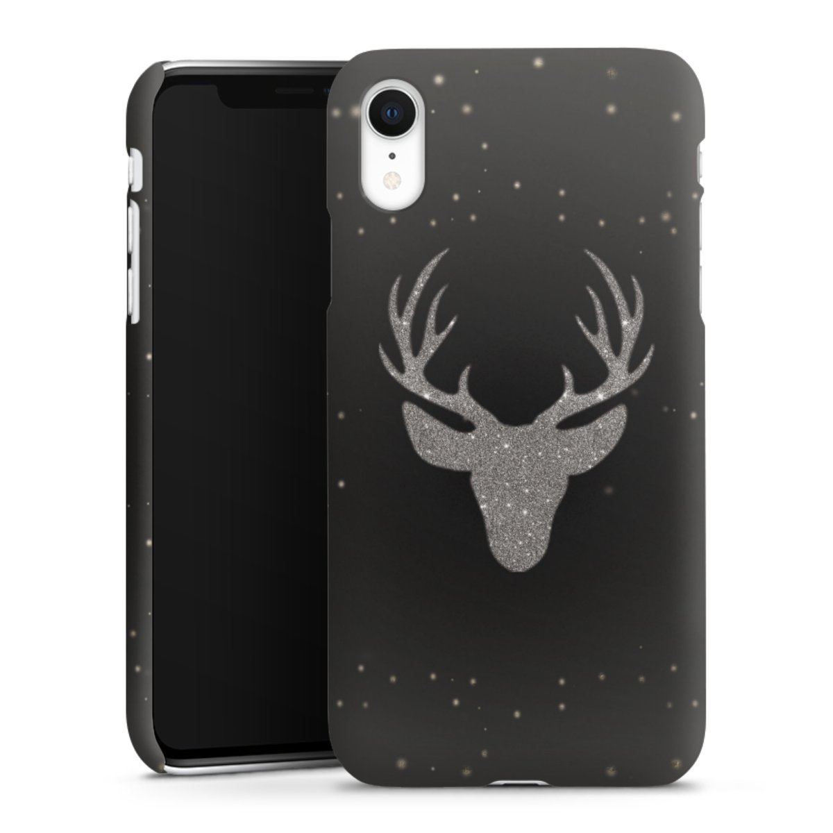 iPhone Xr Handy Premium Case Smartphone Handyhülle Schutzhülle matt Winter Deer Glitzer Premium Case