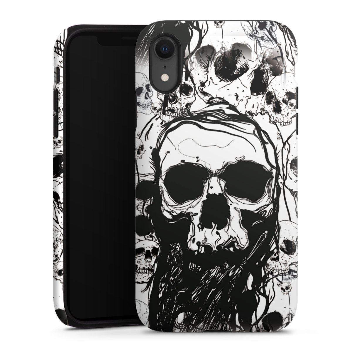 iPhone Xr Handy Panzer Handyhülle robuste Outdoor Hülle Schutzhülle matt Totenkopf Halloween Tough Case