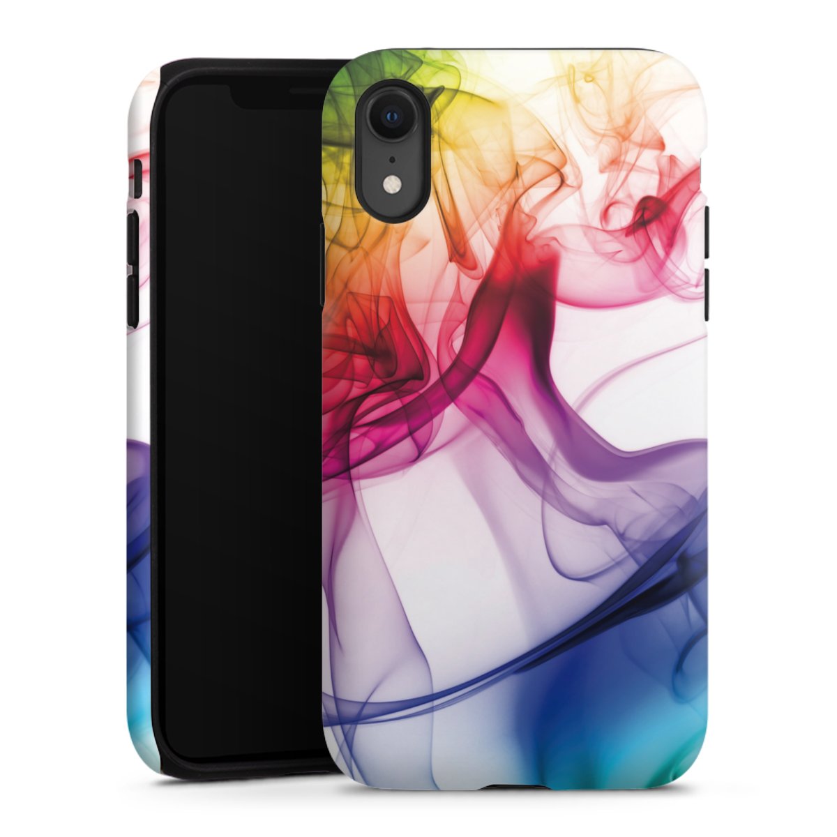 iPhone Xr Handy Panzer Handyhülle robuste Outdoor Hülle Schutzhülle matt Water Colour Rainbow Tough Case