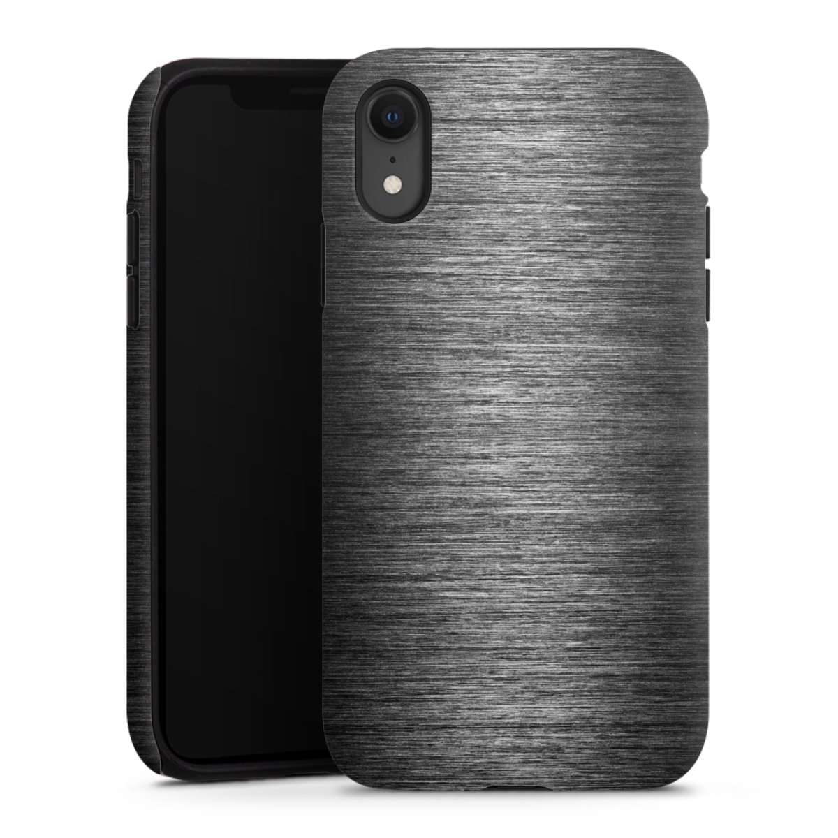 iPhone Xr Handy Panzer Handyhülle robuste Outdoor Hülle Schutzhülle matt Metallic Look Anthracite Metal Tough Case