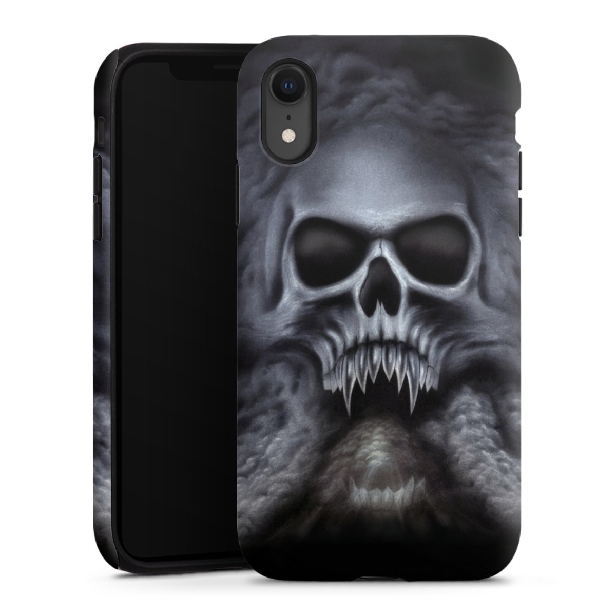 iPhone Xr Handy Panzer Handyhülle robuste Outdoor Hülle Schutzhülle matt Totenkopf Skull Tough Case