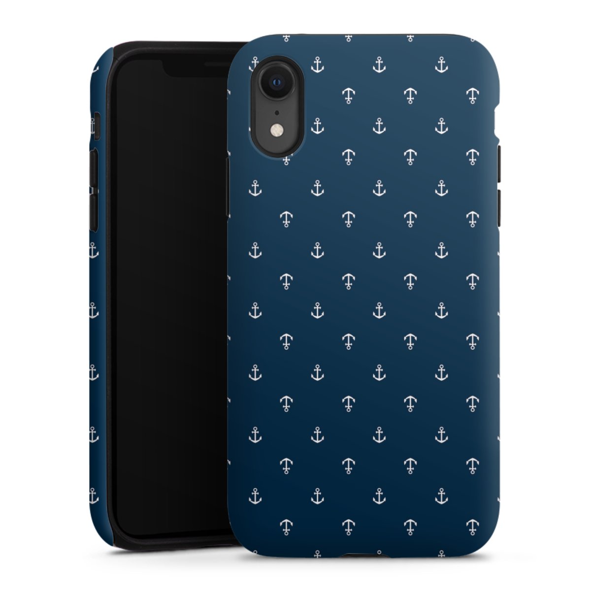 iPhone Xr Handy Panzer Handyhülle robuste Outdoor Hülle Schutzhülle matt Muster Anchor Sail Tough Case