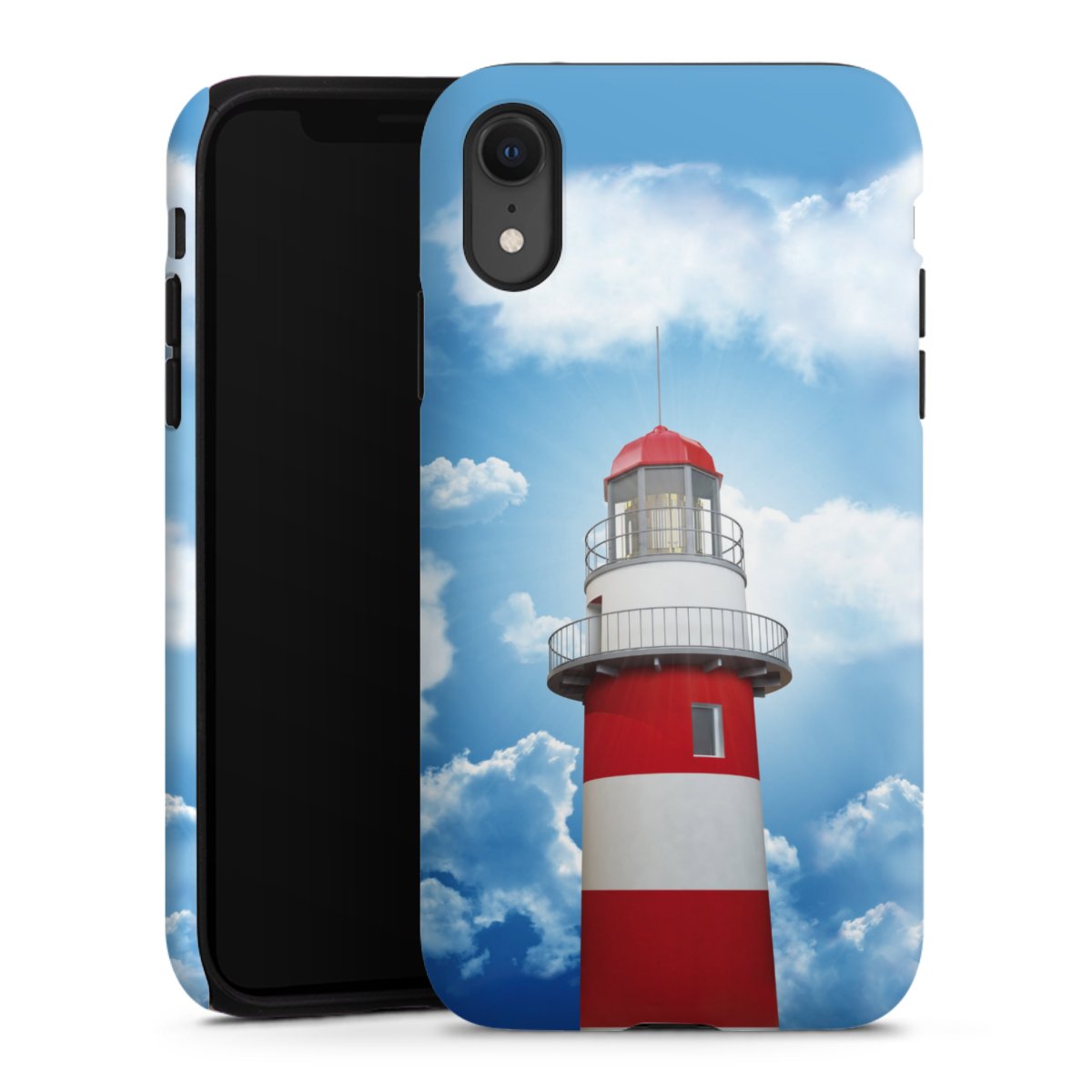 iPhone Xr Handy Panzer Handyhülle robuste Outdoor Hülle Schutzhülle matt Lighthouse Sky Cloud Tough Case