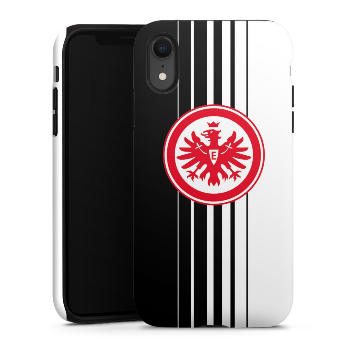 iPhone Xr Handy Panzer Handyhülle robuste Outdoor Hülle Schutzhülle matt Stripes Eintracht Frankfurt Official Licensed Product Tough Case