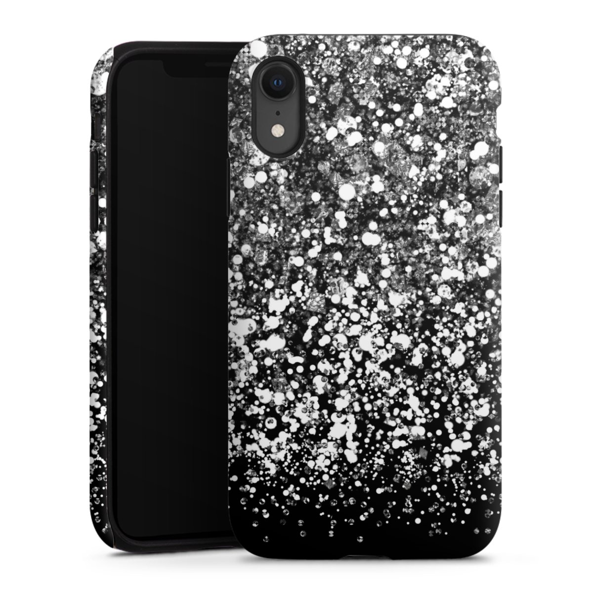 iPhone Xr Handy Panzer Handyhülle robuste Outdoor Hülle Schutzhülle matt Glitzer Snowflake Muster Tough Case