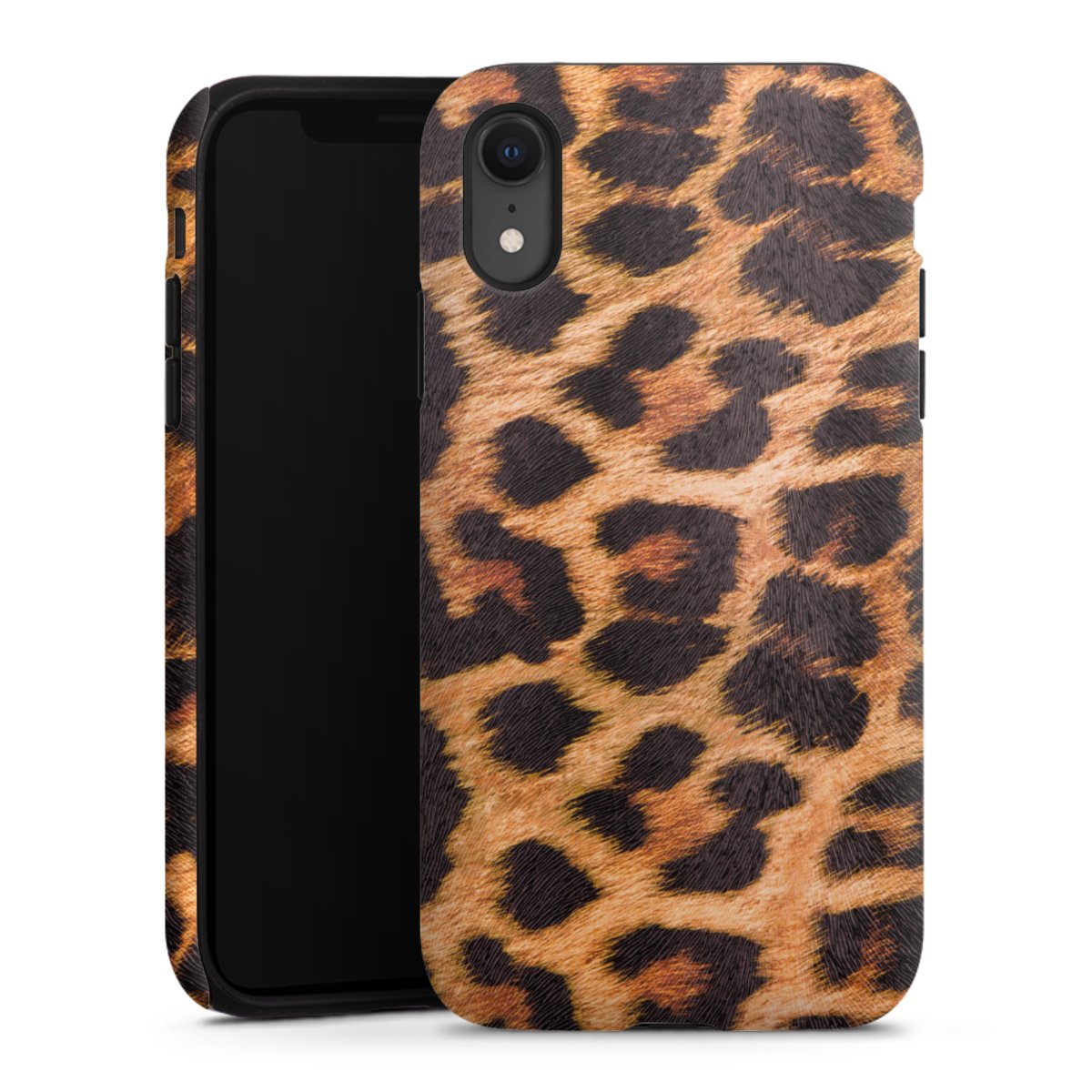 iPhone Xr Handy Panzer Handyhülle robuste Outdoor Hülle Schutzhülle matt Animal Print Leopard Fur Tough Case