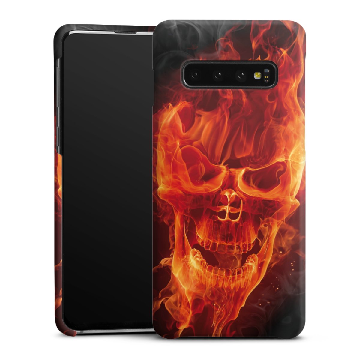 Galaxy S10 Handy Premium Case Smartphone Handyhülle Schutzhülle matt Totenkopf Skull Fire Premium Case