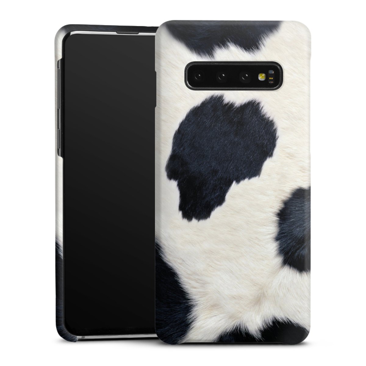 Galaxy S10 Handy Premium Case Smartphone Handyhülle Schutzhülle matt Animal Look Animal Print Cow Skin Premium Case