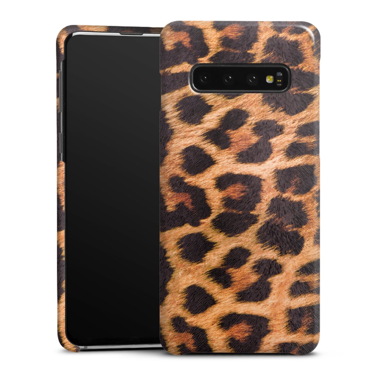 Galaxy S10 Handy Premium Case Smartphone Handyhülle Schutzhülle glänzend Animal Print Leopard Fur Premium Case