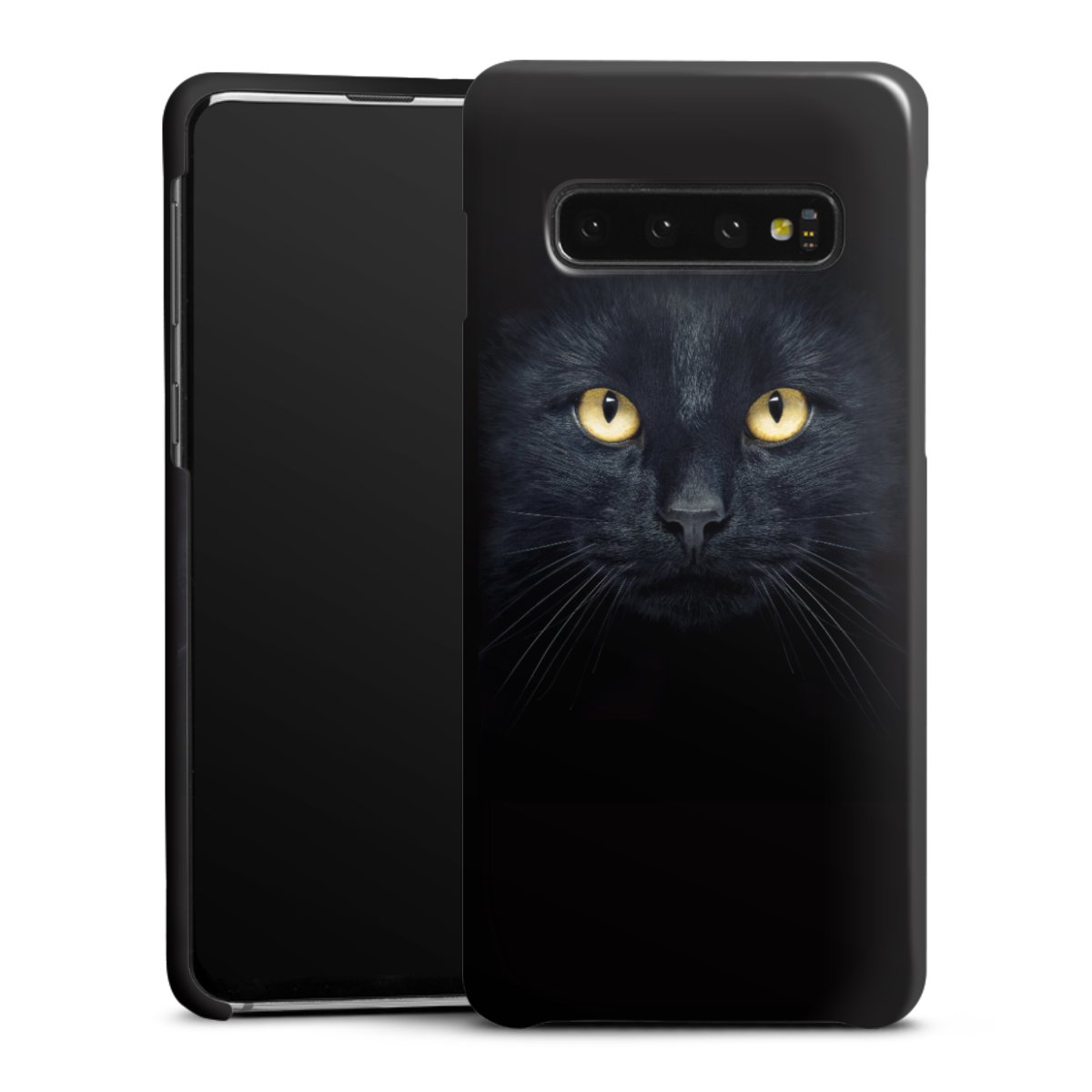 Galaxy S10 Handy Premium Case Smartphone Handyhülle Schutzhülle glänzend Eye Cat Black Premium Case