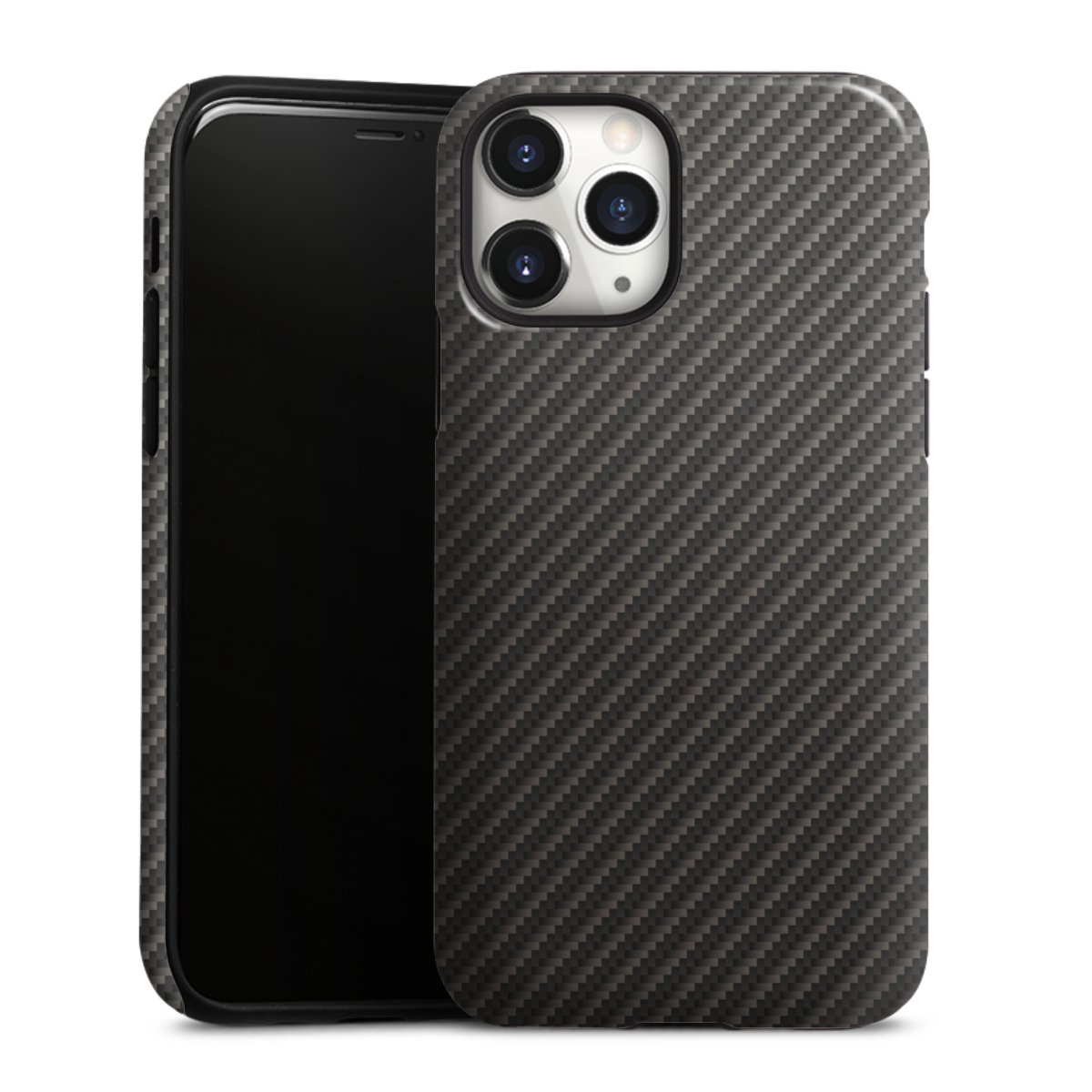 iPhone 11 Pro Handy Panzer Handyhülle robuste Outdoor Hülle Schutzhülle glänzend Metallic Look Carbon Muster Tough Case