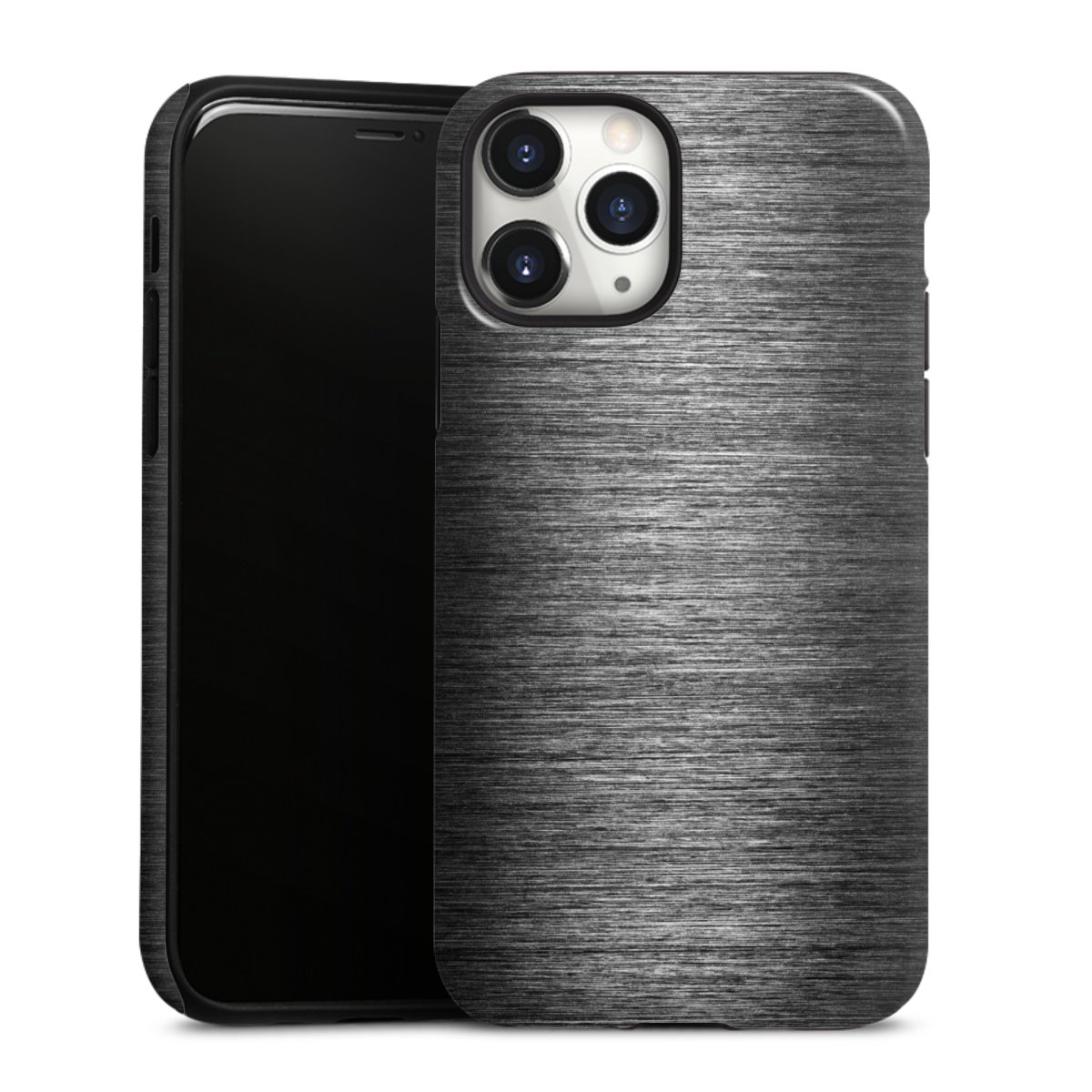 iPhone 11 Pro Handy Panzer Handyhülle robuste Outdoor Hülle Schutzhülle glänzend Metallic Look Anthracite Metal Tough Case