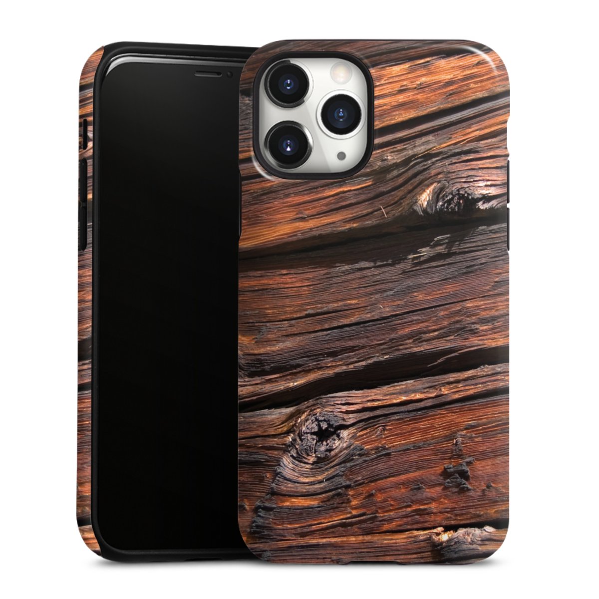 iPhone 11 Pro Handy Panzer Handyhülle robuste Outdoor Hülle Schutzhülle glänzend Beams Wooden Look Wood Tough Case