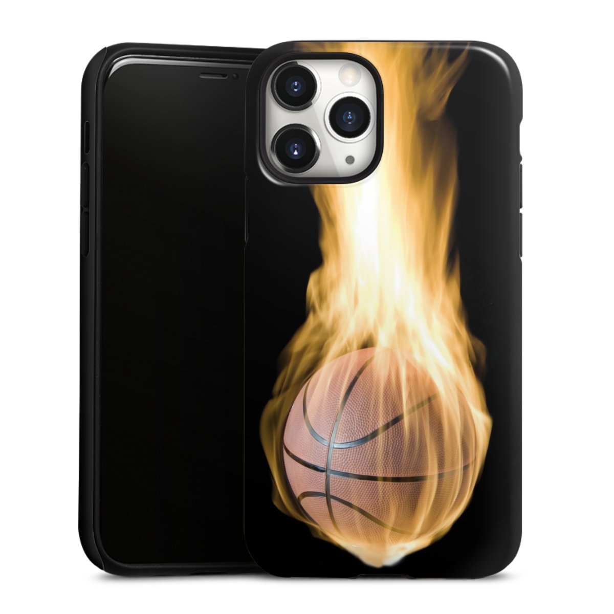 iPhone 11 Pro Handy Panzer Handyhülle robuste Outdoor Hülle Schutzhülle glänzend Basketball Sports Fire Tough Case