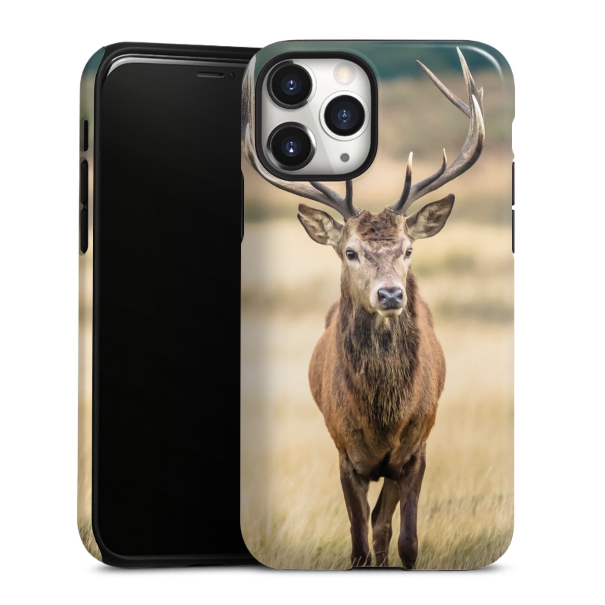 iPhone 11 Pro Handy Panzer Handyhülle robuste Outdoor Hülle Schutzhülle glänzend Deer Meadow Forrest Tough Case