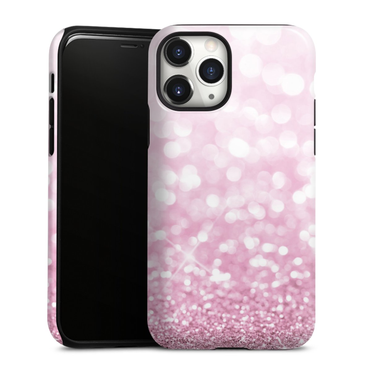 iPhone 11 Pro Handy Panzer Handyhülle robuste Outdoor Hülle Schutzhülle glänzend Glitzer Pink Shine Tough Case