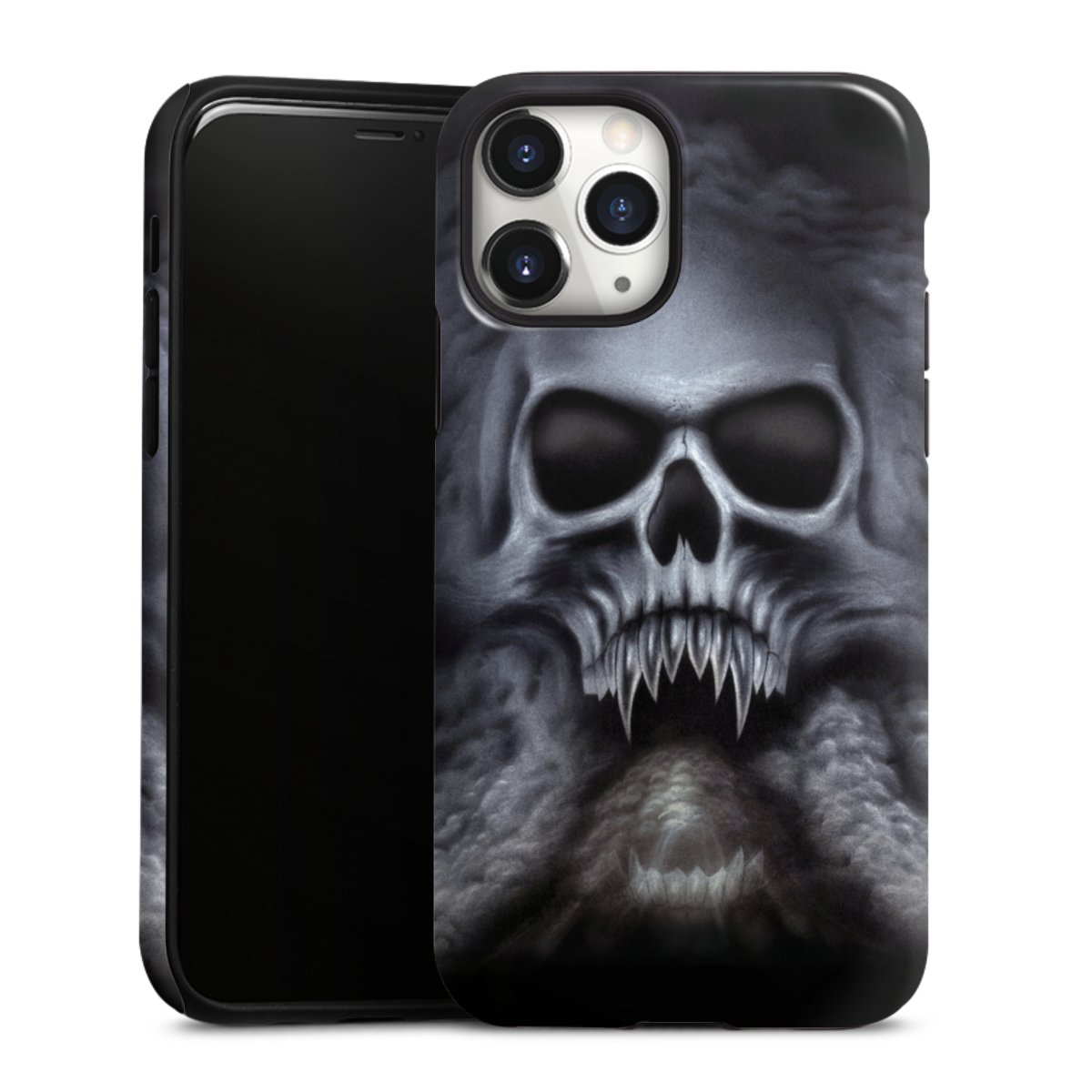 iPhone 11 Pro Handy Panzer Handyhülle robuste Outdoor Hülle Schutzhülle glänzend Totenkopf Skull Tough Case