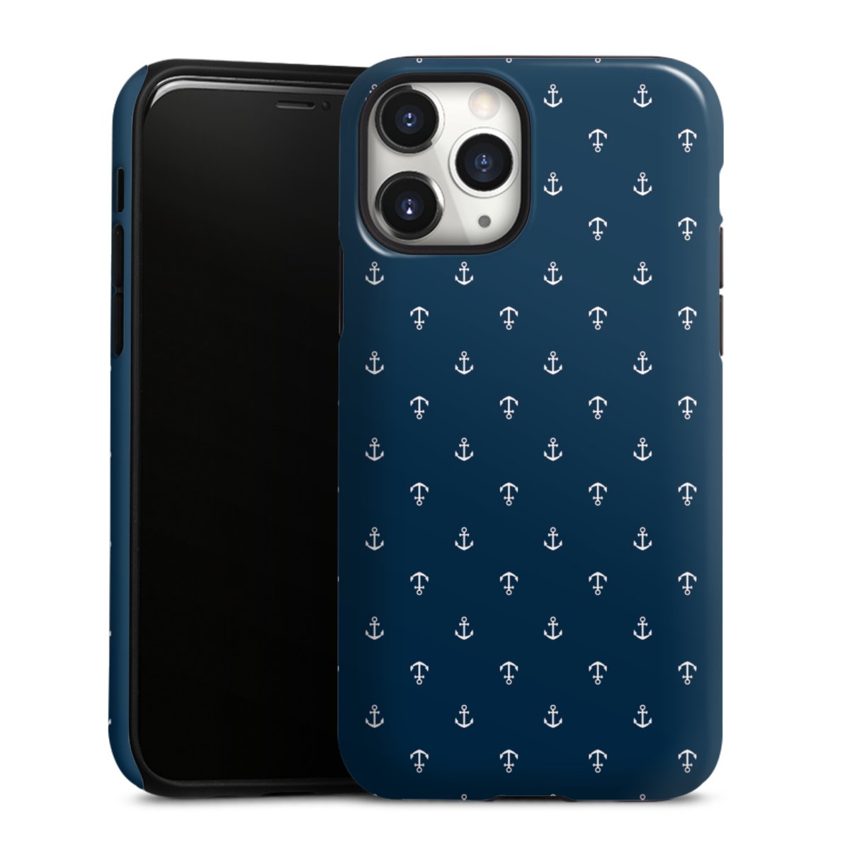 iPhone 11 Pro Handy Panzer Handyhülle robuste Outdoor Hülle Schutzhülle glänzend Muster Anchor Sail Tough Case