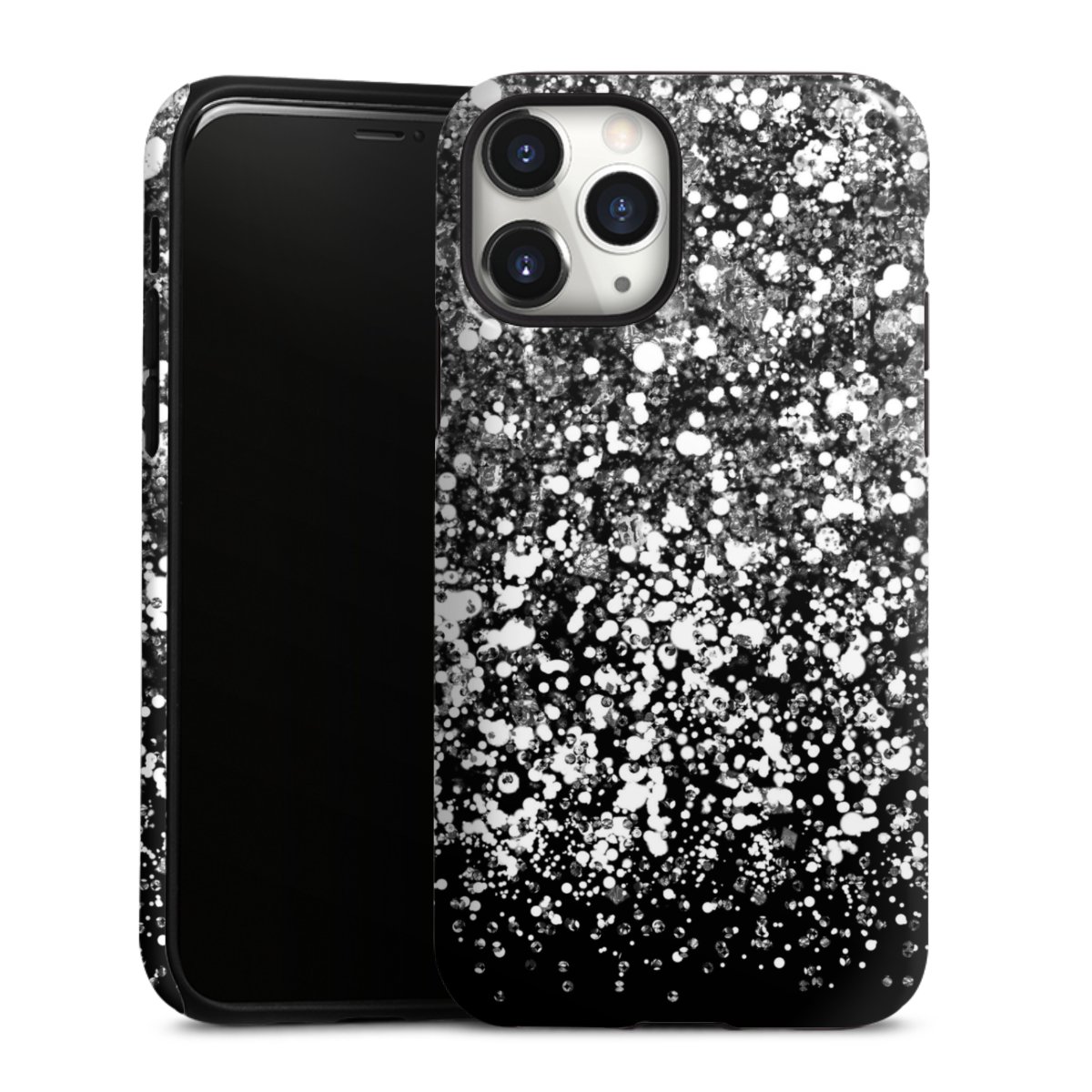 iPhone 11 Pro Handy Panzer Handyhülle robuste Outdoor Hülle Schutzhülle glänzend Glitzer Snowflake Muster Tough Case