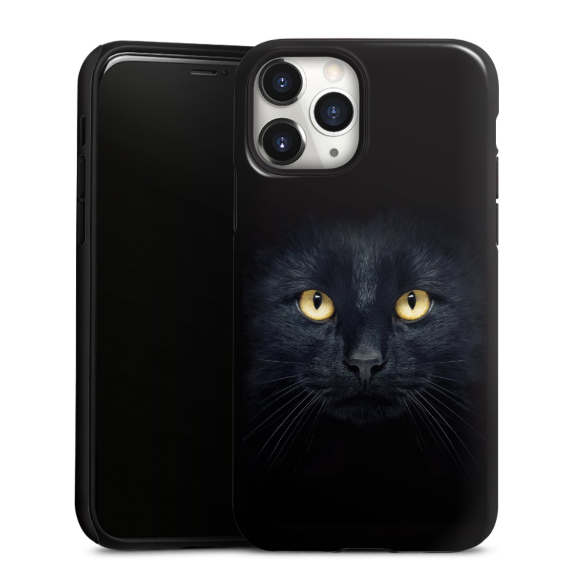 iPhone 11 Pro Handy Panzer Handyhülle robuste Outdoor Hülle Schutzhülle glänzend Eye Cat Black Tough Case