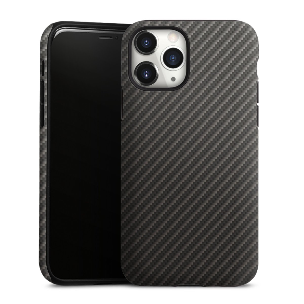 iPhone 11 Pro Handy Panzer Handyhülle robuste Outdoor Hülle Schutzhülle matt Metallic Look Carbon Muster Tough Case