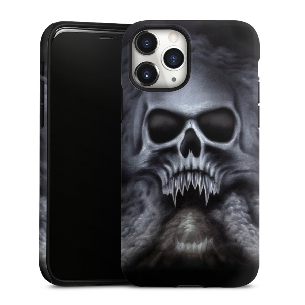 iPhone 11 Pro Handy Panzer Handyhülle robuste Outdoor Hülle Schutzhülle matt Totenkopf Skull Tough Case