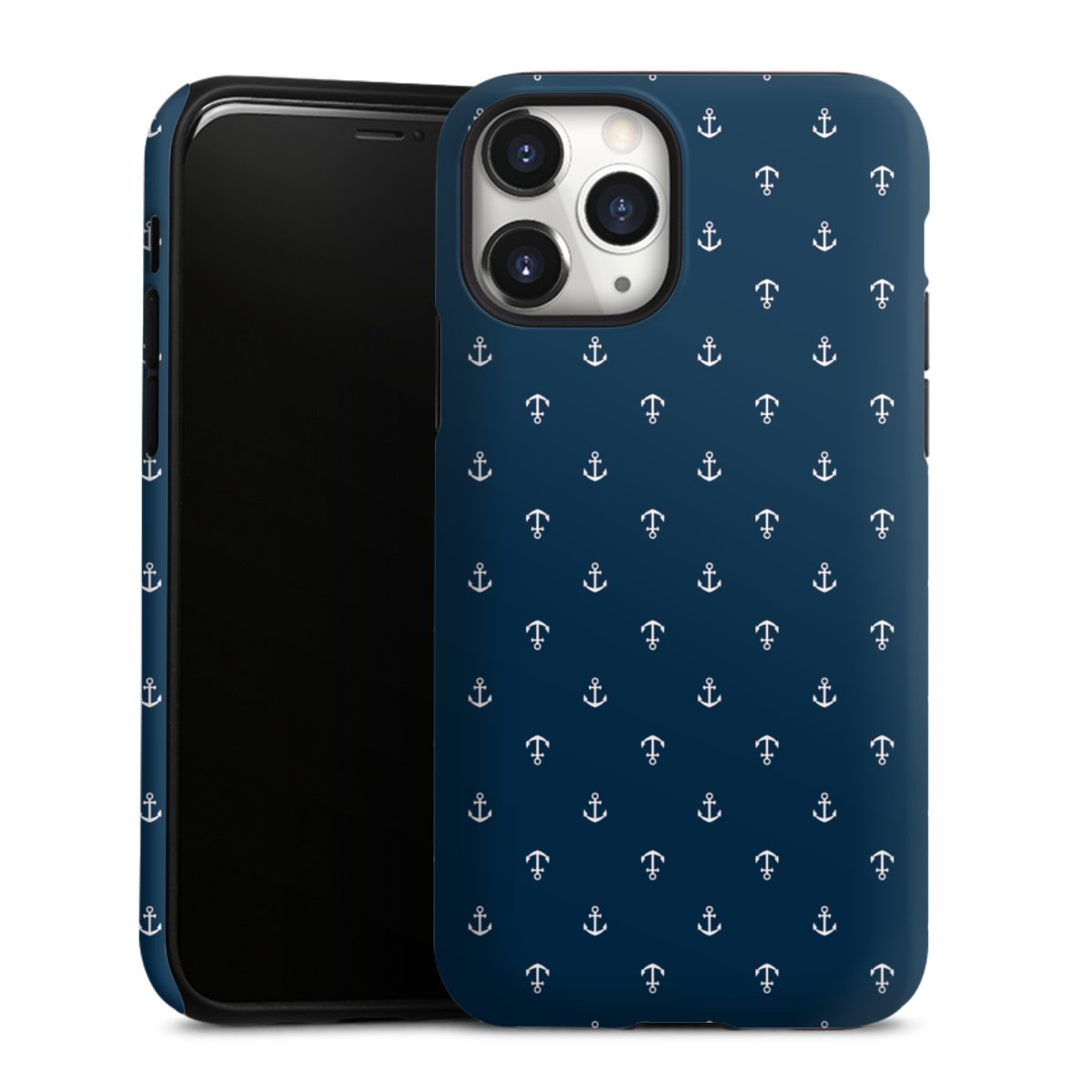 iPhone 11 Pro Handy Panzer Handyhülle robuste Outdoor Hülle Schutzhülle matt Muster Anchor Sail Tough Case