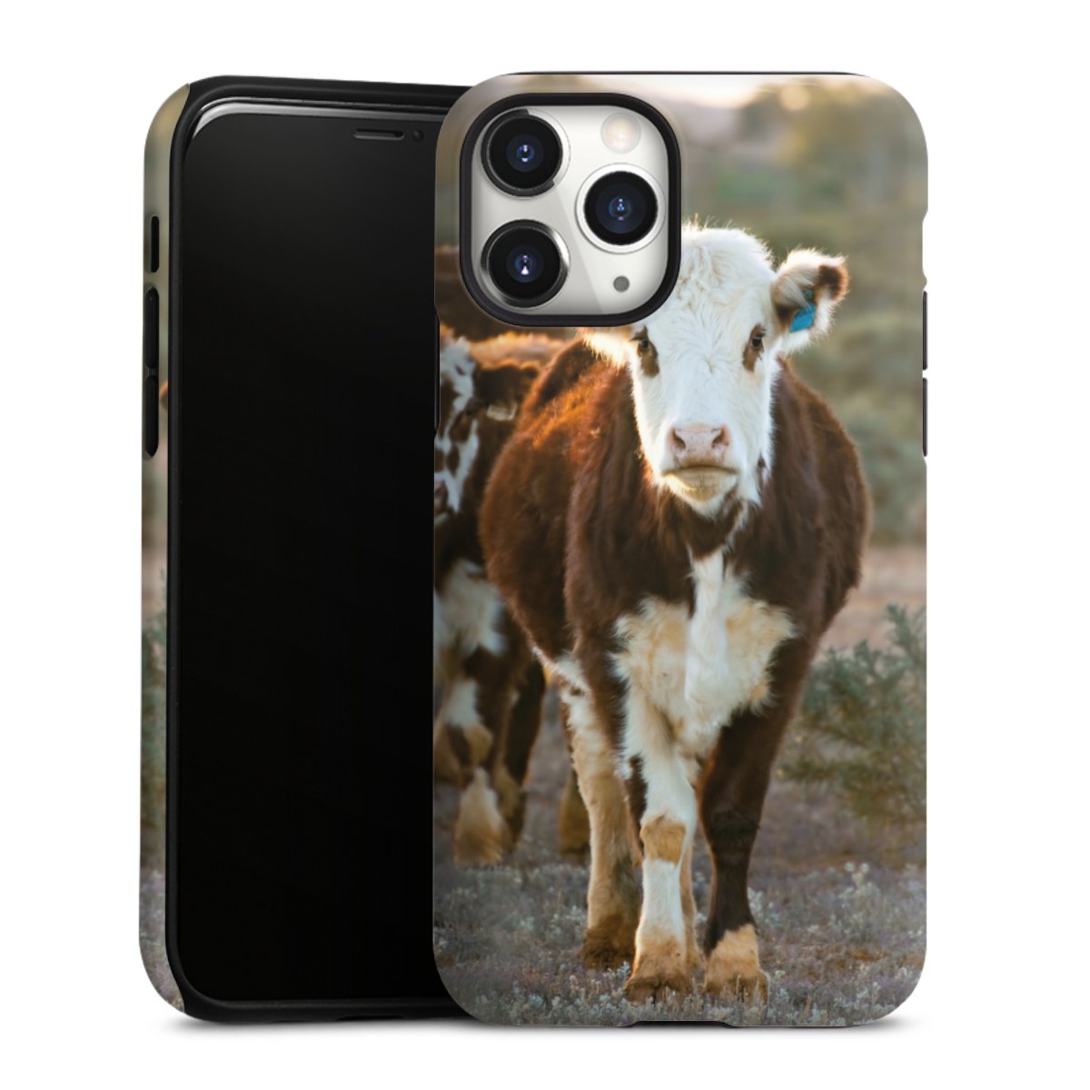 iPhone 11 Pro Handy Panzer Handyhülle robuste Outdoor Hülle Schutzhülle matt Cow Farmer Calf Tough Case