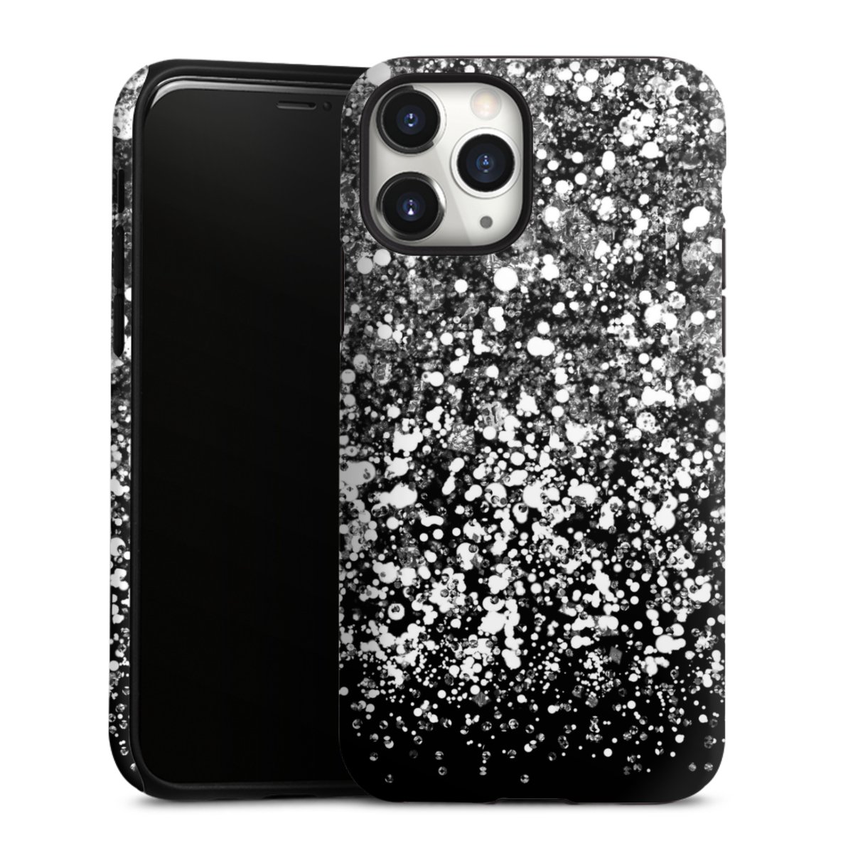 iPhone 11 Pro Handy Panzer Handyhülle robuste Outdoor Hülle Schutzhülle matt Glitzer Snowflake Muster Tough Case