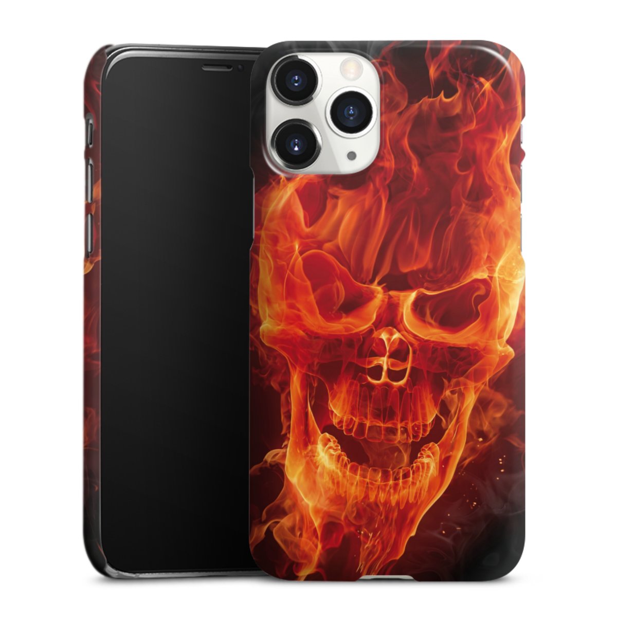 iPhone 11 Pro Handy Premium Case Smartphone Handyhülle Schutzhülle glänzend Totenkopf Skull Fire Premium Case