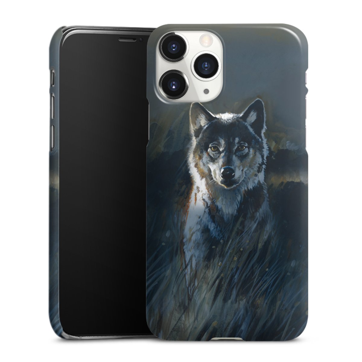 iPhone 11 Pro Handy Premium Case Smartphone Handyhülle Schutzhülle glänzend Nature Wolf Painting Premium Case