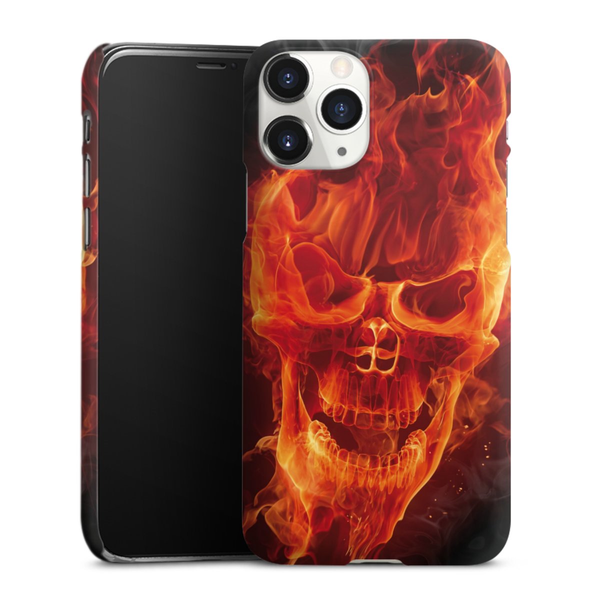 iPhone 11 Pro Handy Premium Case Smartphone Handyhülle Schutzhülle matt Totenkopf Skull Fire Premium Case