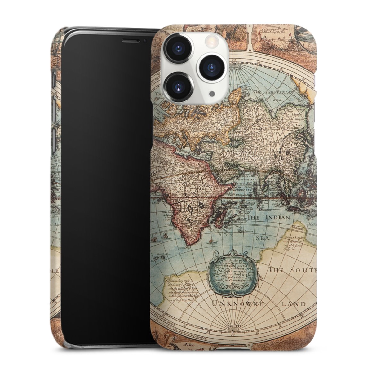 iPhone 11 Pro Handy Premium Case Smartphone Handyhülle Schutzhülle matt World Map Vintage Map Premium Case