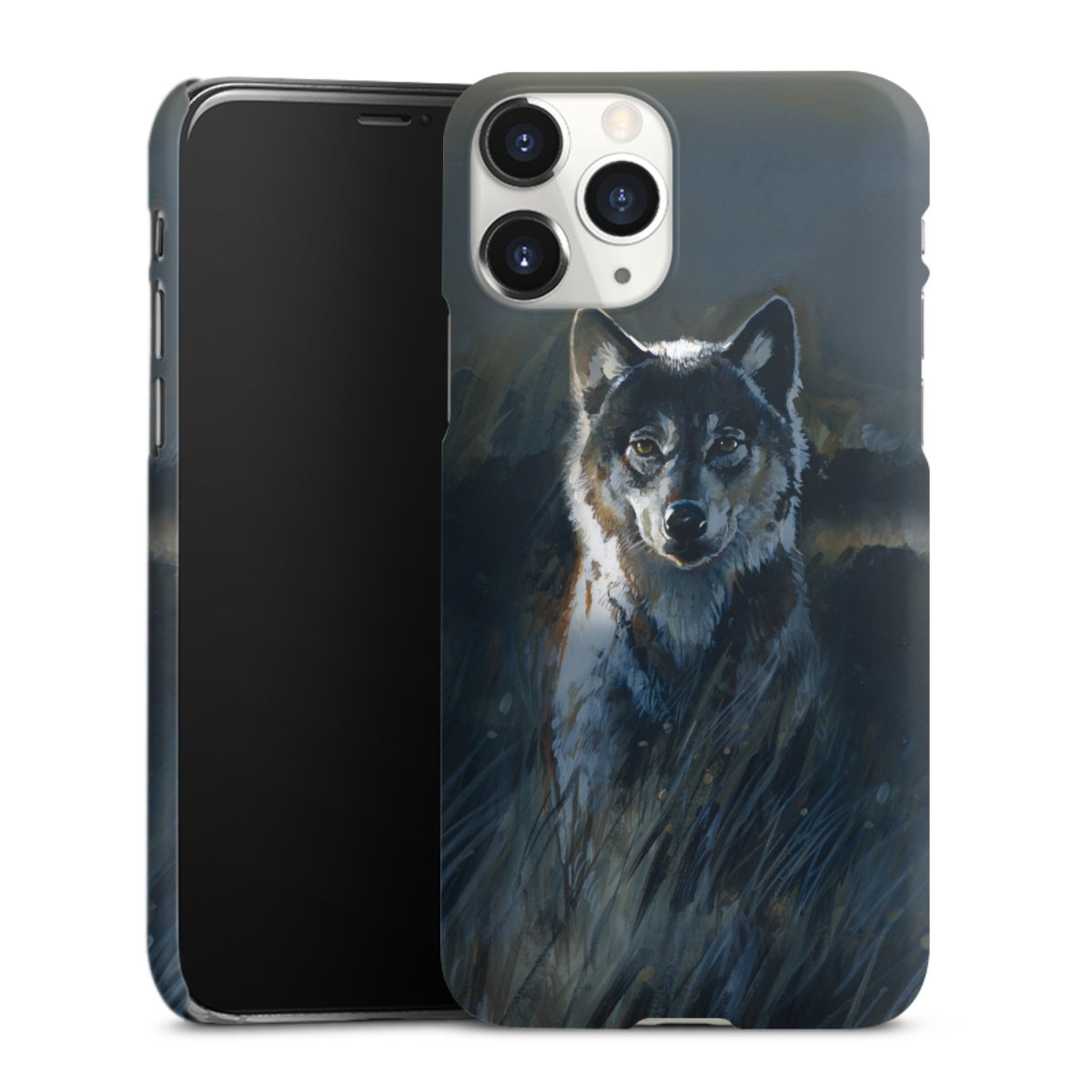 iPhone 11 Pro Handy Premium Case Smartphone Handyhülle Schutzhülle matt Nature Wolf Painting Premium Case