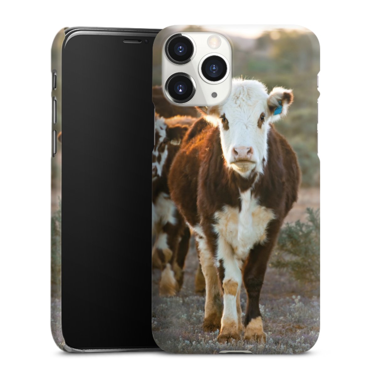 iPhone 11 Pro Handy Premium Case Smartphone Handyhülle Schutzhülle matt Cow Farmer Calf Premium Case